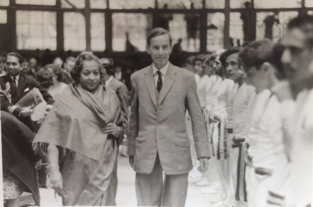 DS Gibbs With Mrs Padma Naidu in 1969 gym display.